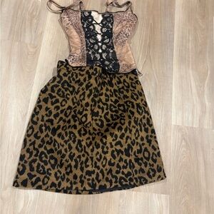 Vero Moda Black and Tan A-Line Skirt for Cocktail